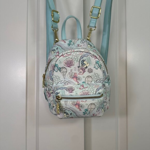 Loungefly Disney The Little Mermaid Watercolor Under the Sea Micro Mini Backpack - Picture 4 of 15